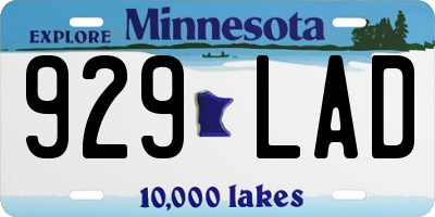 MN license plate 929LAD