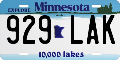 MN license plate 929LAK