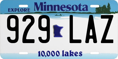 MN license plate 929LAZ