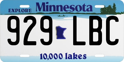 MN license plate 929LBC