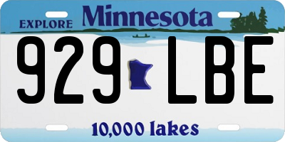 MN license plate 929LBE