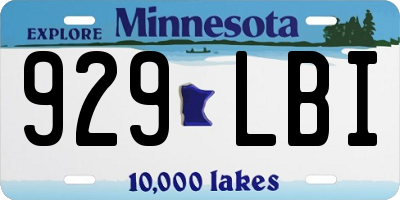 MN license plate 929LBI