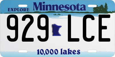 MN license plate 929LCE