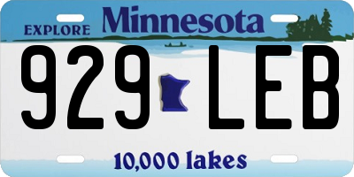MN license plate 929LEB