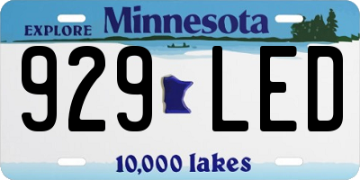 MN license plate 929LED