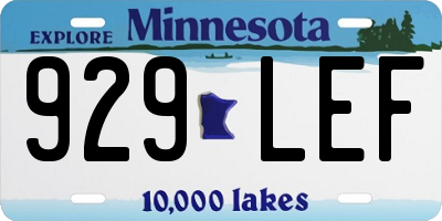 MN license plate 929LEF