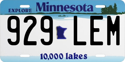 MN license plate 929LEM