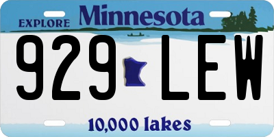 MN license plate 929LEW
