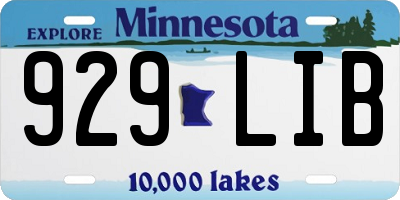 MN license plate 929LIB