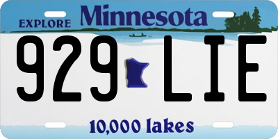 MN license plate 929LIE