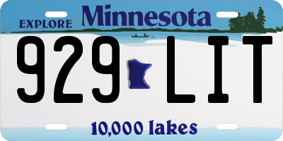 MN license plate 929LIT