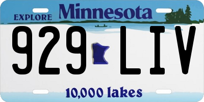 MN license plate 929LIV
