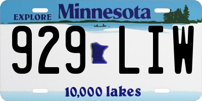 MN license plate 929LIW