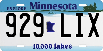 MN license plate 929LIX