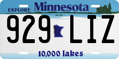MN license plate 929LIZ
