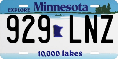 MN license plate 929LNZ