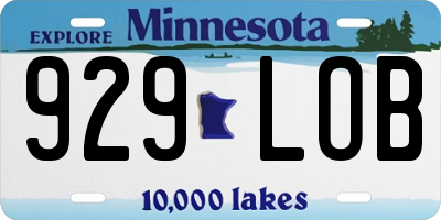 MN license plate 929LOB