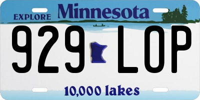 MN license plate 929LOP