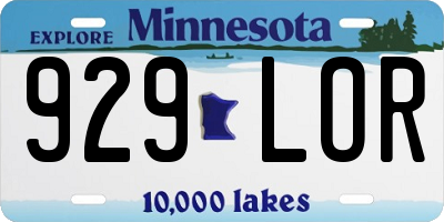 MN license plate 929LOR
