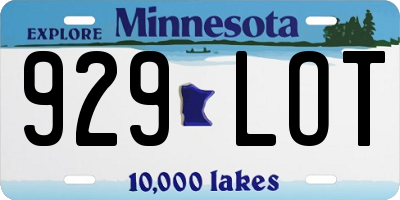 MN license plate 929LOT