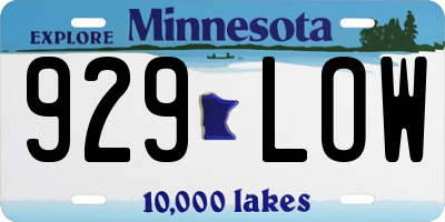 MN license plate 929LOW