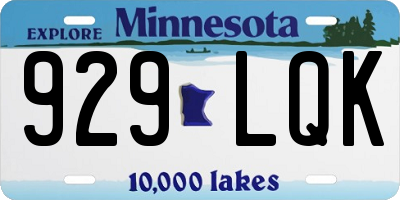 MN license plate 929LQK