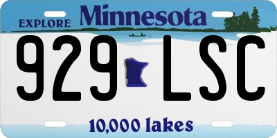 MN license plate 929LSC