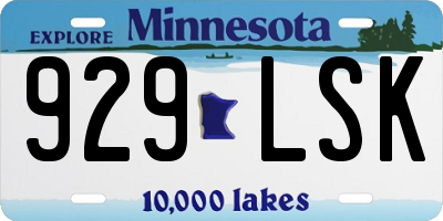 MN license plate 929LSK