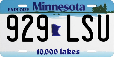 MN license plate 929LSU