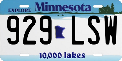 MN license plate 929LSW