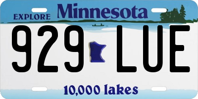 MN license plate 929LUE