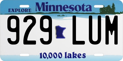 MN license plate 929LUM