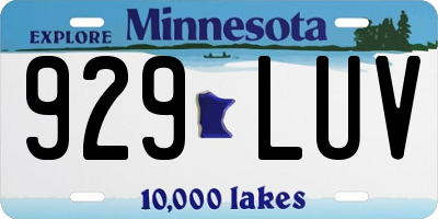MN license plate 929LUV
