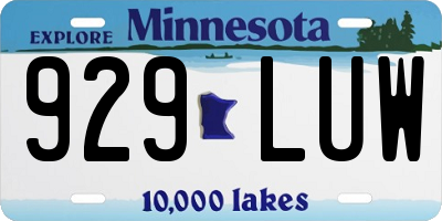 MN license plate 929LUW