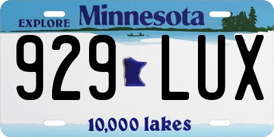 MN license plate 929LUX