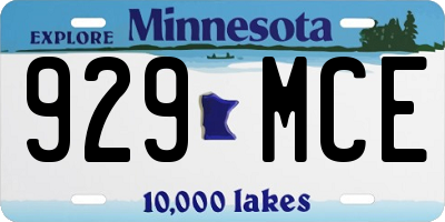 MN license plate 929MCE