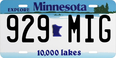 MN license plate 929MIG