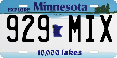 MN license plate 929MIX