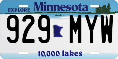 MN license plate 929MYW