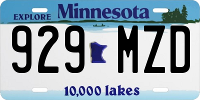 MN license plate 929MZD