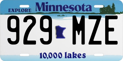 MN license plate 929MZE
