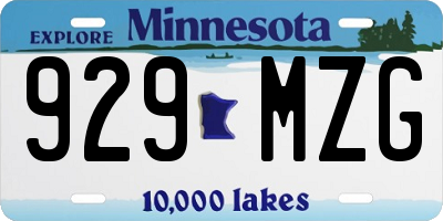 MN license plate 929MZG