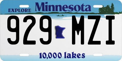 MN license plate 929MZI