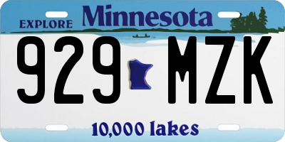 MN license plate 929MZK