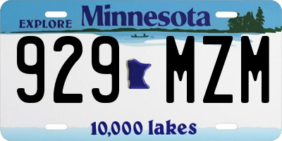 MN license plate 929MZM