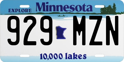 MN license plate 929MZN