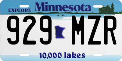 MN license plate 929MZR