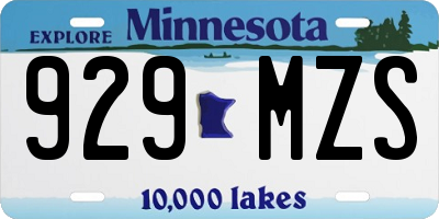 MN license plate 929MZS
