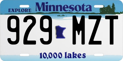 MN license plate 929MZT
