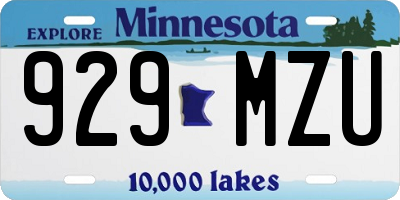 MN license plate 929MZU